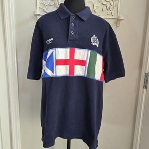 ⭐️Cotton Traders Rare International Flag Design Navy Polo Shirt Size L